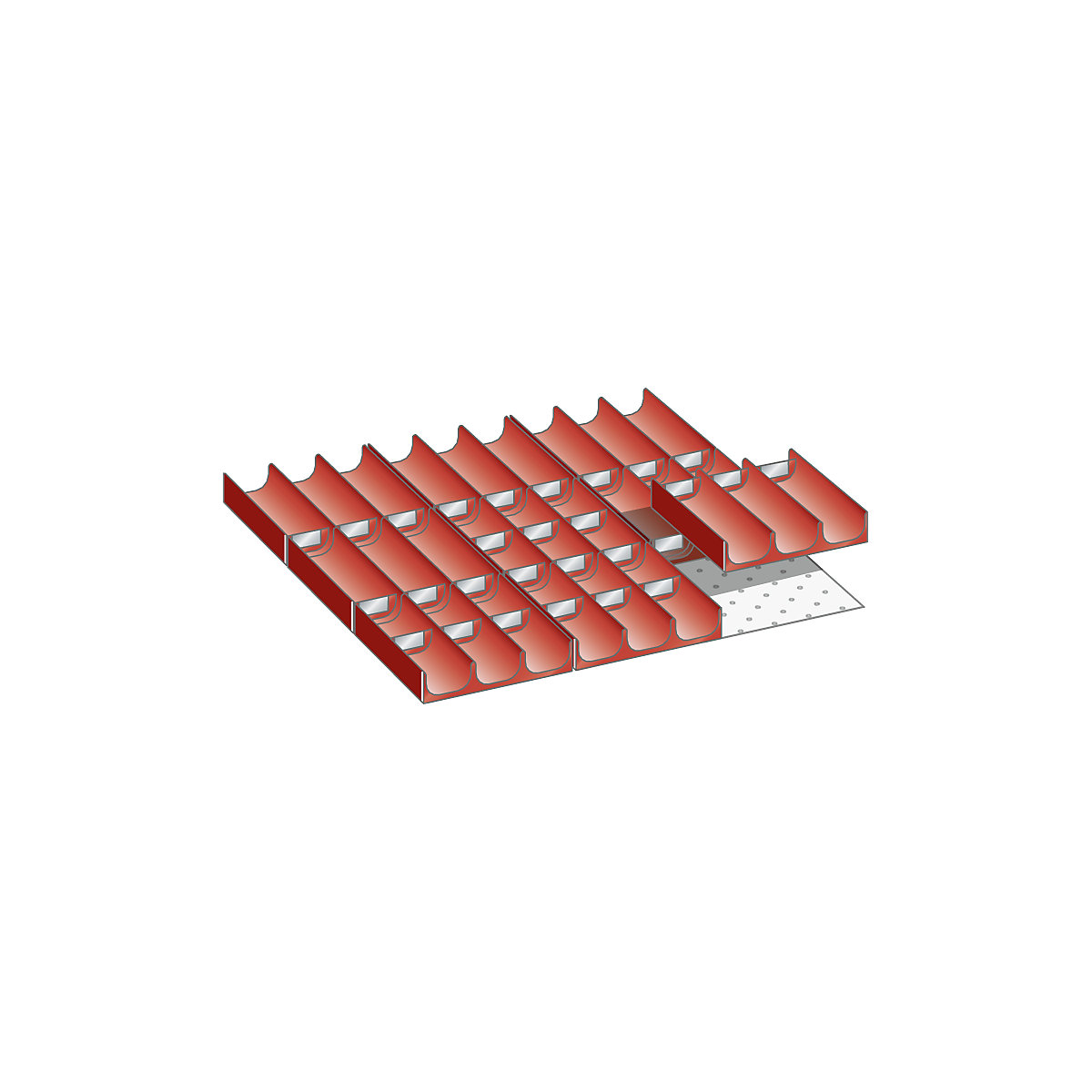 LISTA Schubladeneinteilungs-Set, Mulden, rot, für Fronthöhe 50 mm, 39-teilig