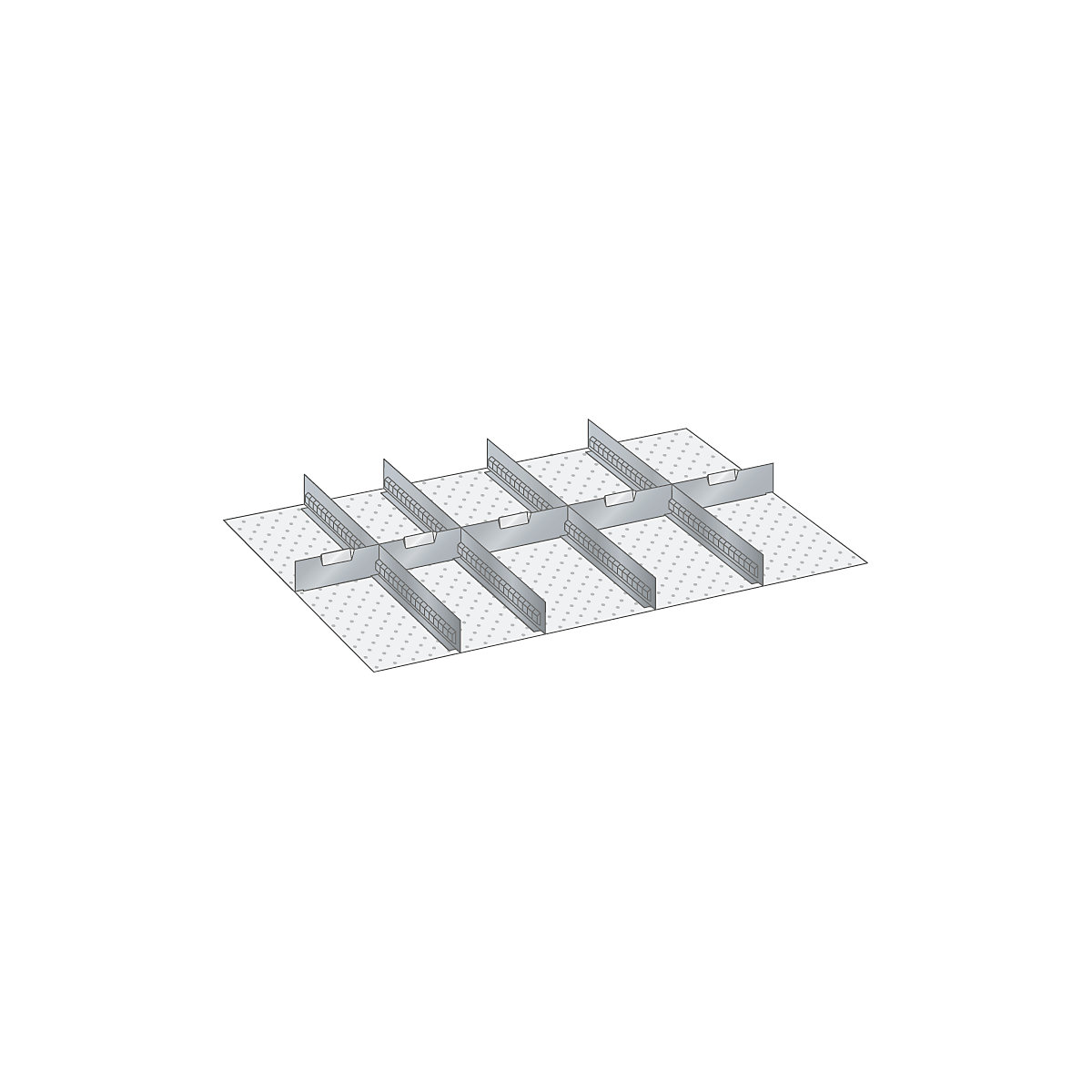 LISTA Schubladeneinteilungsset, 4 Schlitzwände, 5 Trennbleche, 9-teilig, für Fronthöhe 75 mm