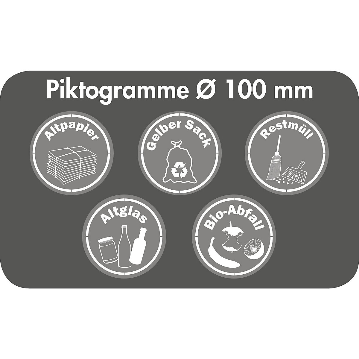 Piktogramm-Set, Ø 100 mm, deutsch