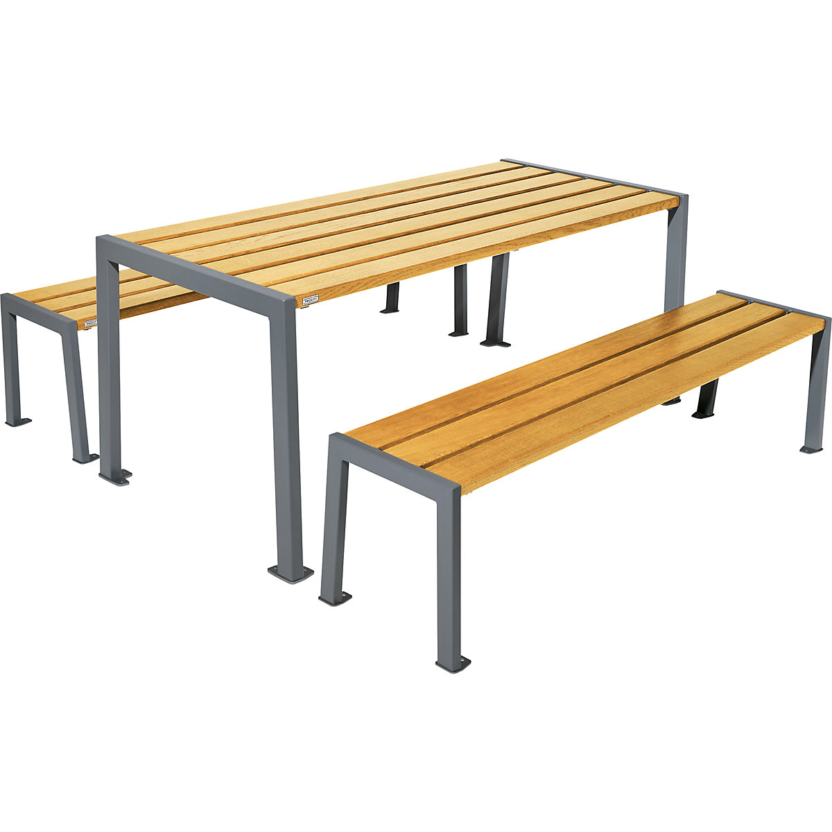 Garnitura mize in klopi Silaos® – PROCITY, dolžina 1800 mm, sive barve / svetli hrast-4