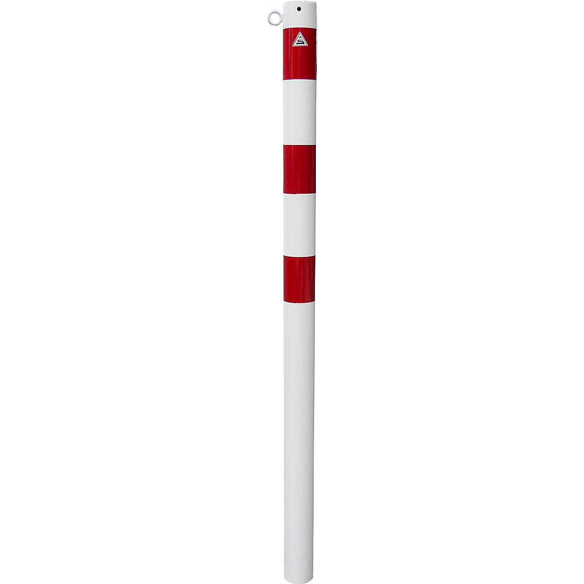 Zaporni stebrič, Ø 76 mm, bel / rdeč, za vbetoniranje, z 1 ušescem-3