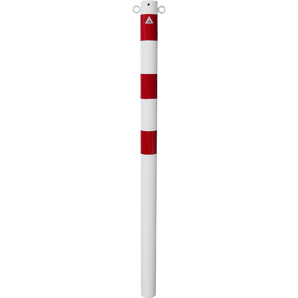 Zaporni stebrič, Ø 76 mm, bel / rdeč, za vbetoniranje, z 2 ušescema-2