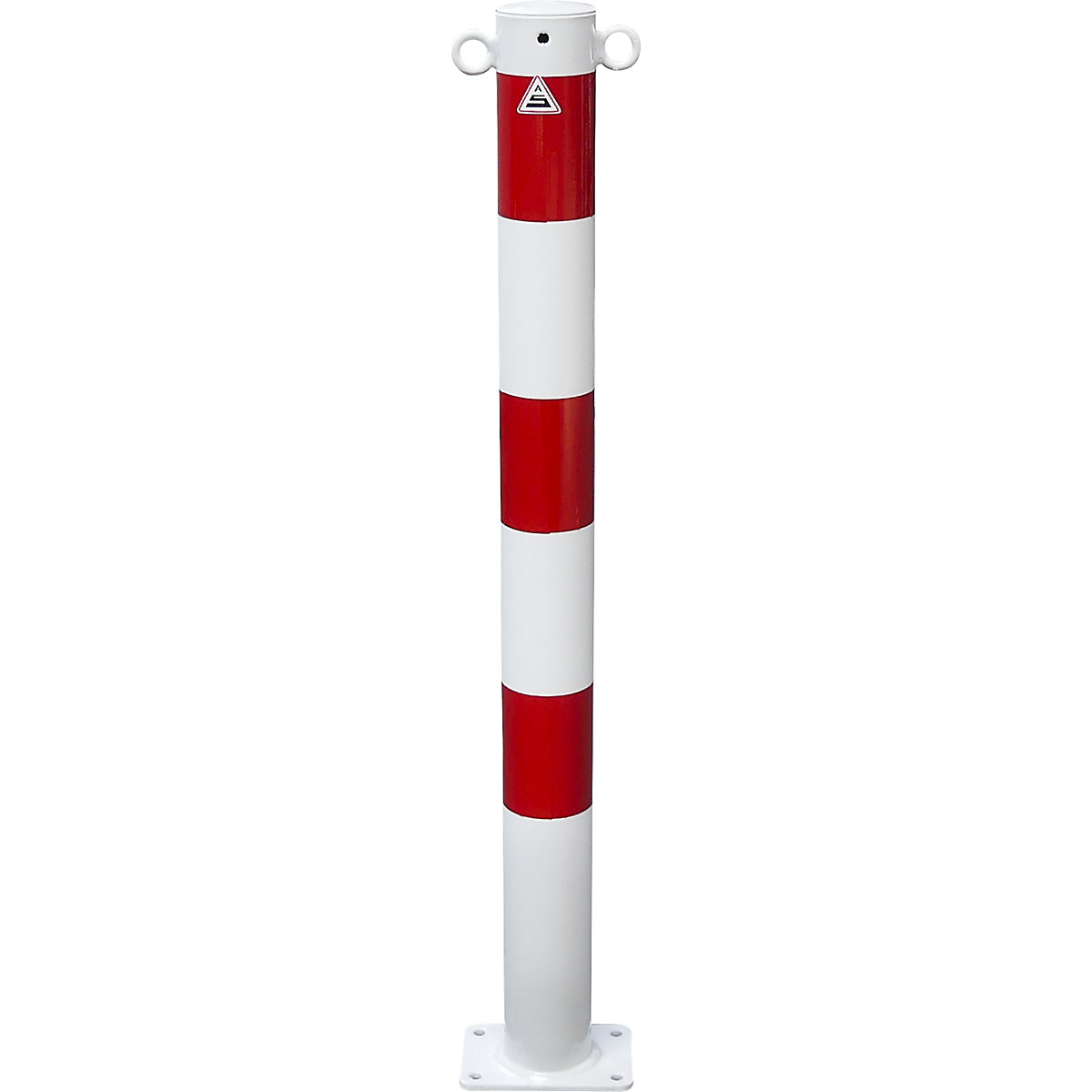 Zaporni stebrič, Ø 76 mm, bel / rdeč, pritrditev z vložki, z 2 ušescema-2