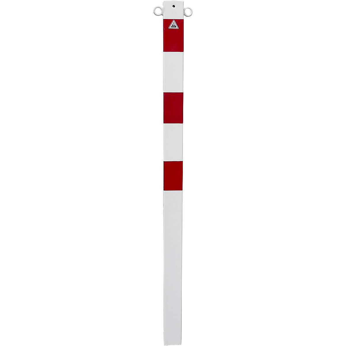 Zaporni stebrič, 70 x 70 mm, bel / rdeč, za vbetoniranje, z 2 ušescema-1
