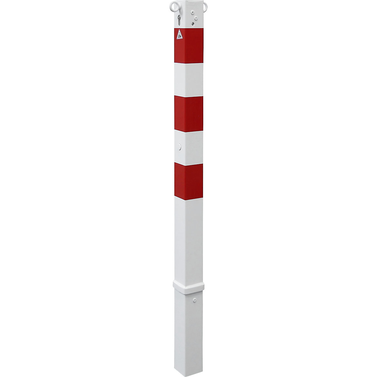 Zaporni stebrič, 70 x 70 mm, bel / rdeč, snemljiv s profilnim cilindrom, z 2 ušescema-2