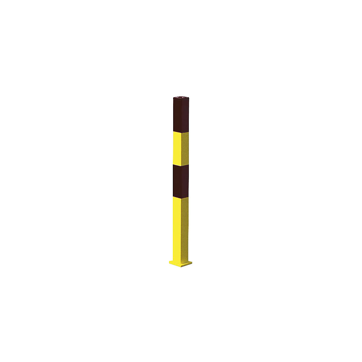 Zaporni stebrič iz jekla, za vbetoniranje, 70 x 70 mm, črno-rumene barve, 1 ušesce za verigo-7