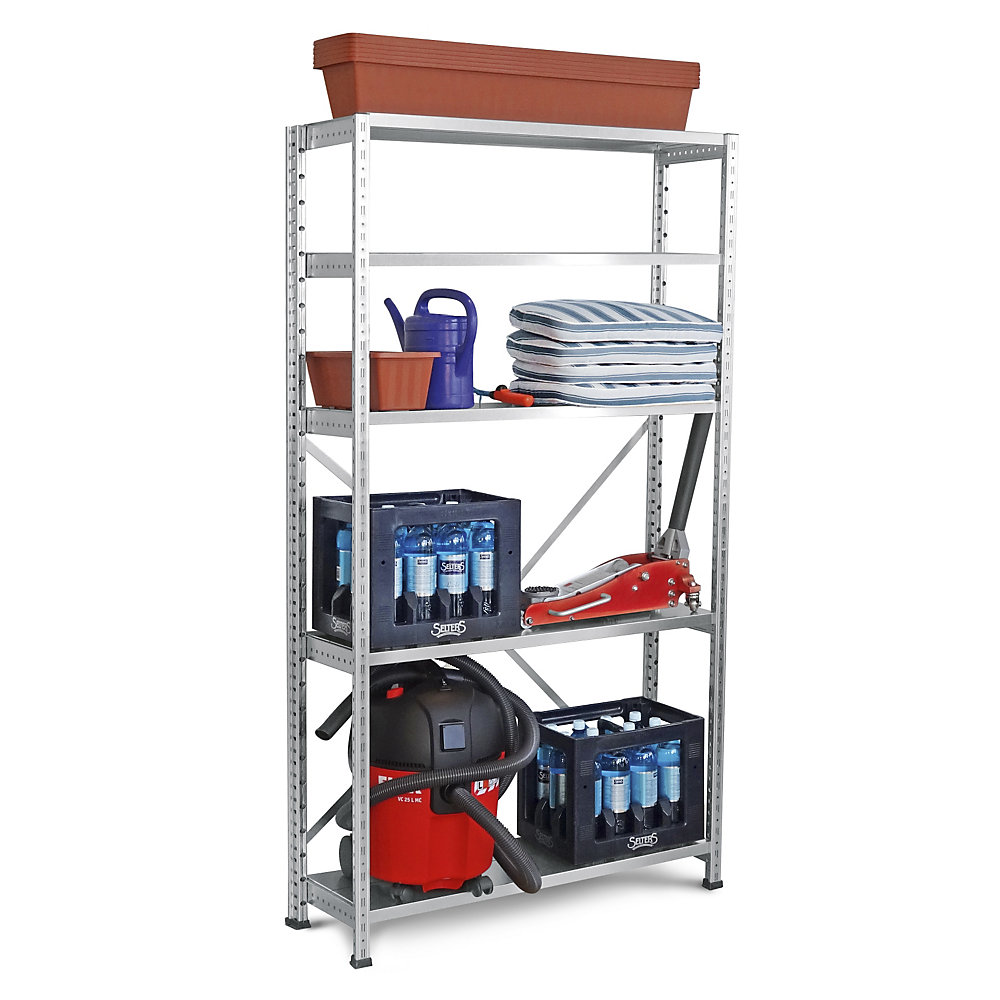 Kaiserkraft Industrial Boltless Shelving Unit Galvanized 125x82x192 cm 2
