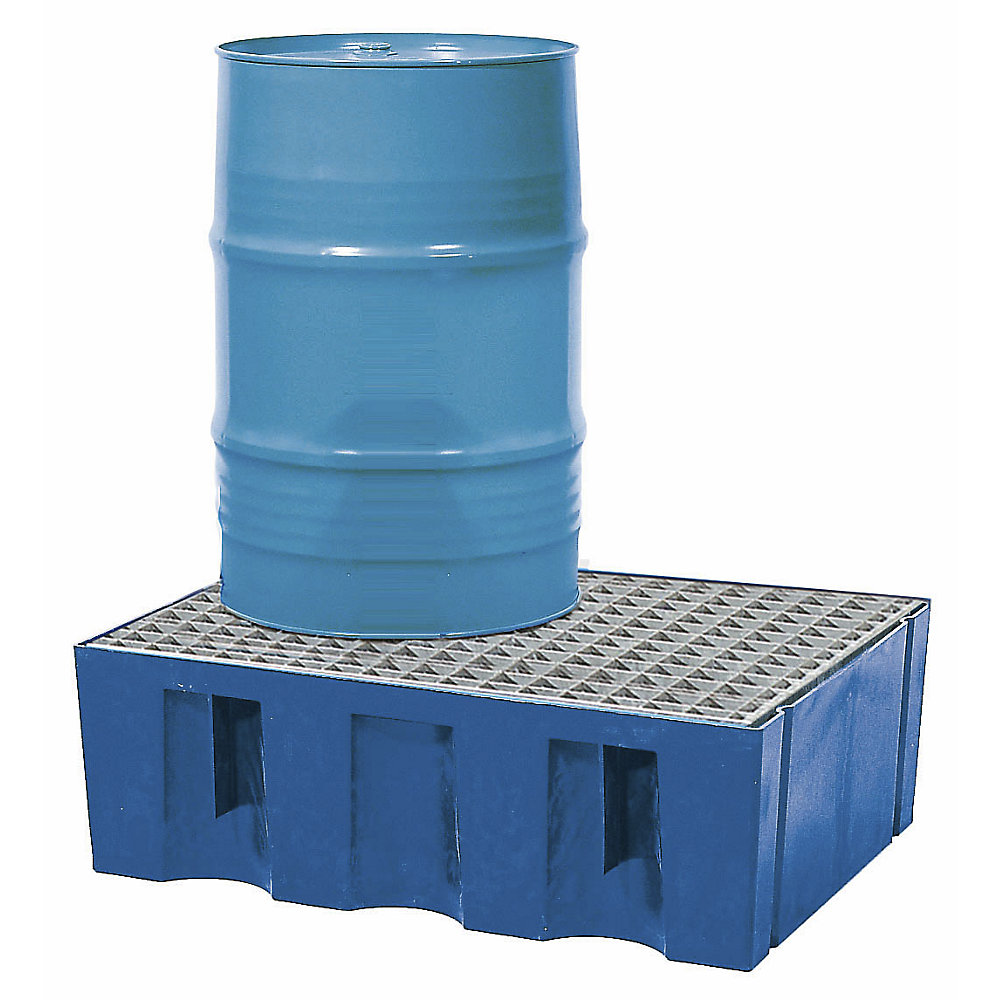 asecos PE sump tray for 60 litre drums, sump capacity 60 l, floor / pallet sump, with zinc plated grid