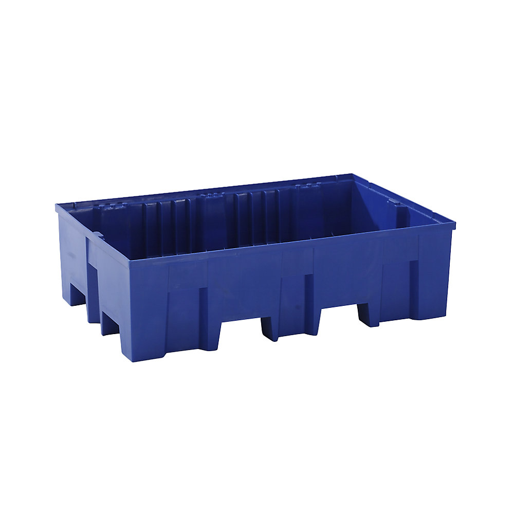 asecos PE sump tray for 2 x 200 litre drums, clearance for forklift, height 350 mm, without grate