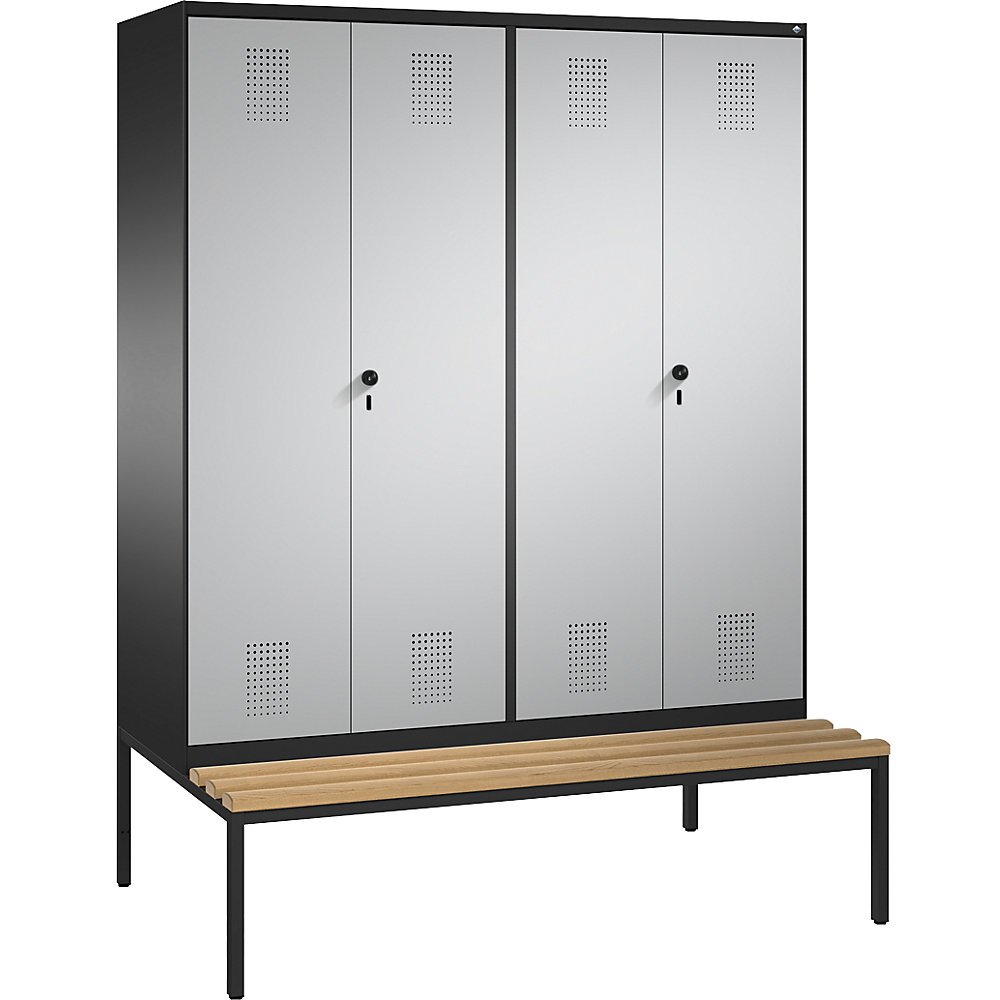 Penderie EVOLO à portes fermant l'une contre l'autre, avec banc