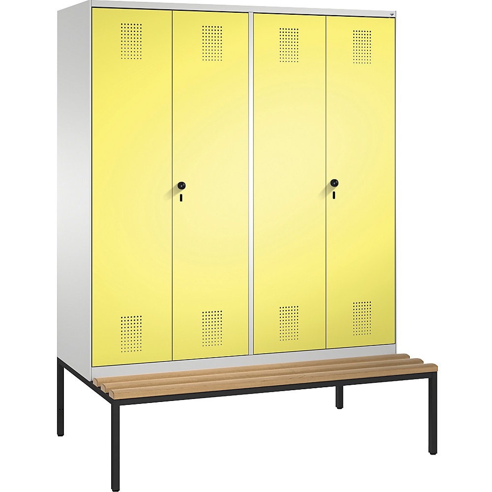 Penderie EVOLO à portes fermant l'une contre l'autre, avec banc