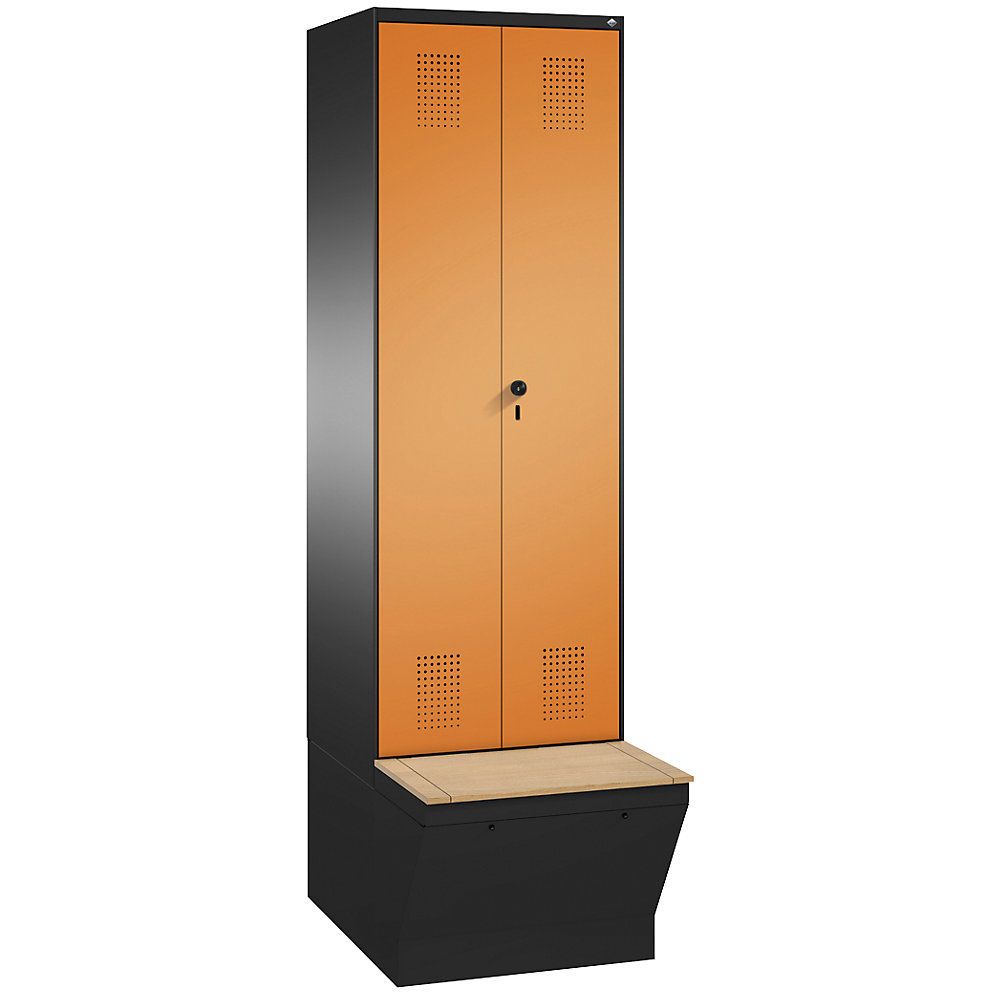 Penderie EVOLO à portes fermant l'une contre l'autre, avec boîte de rangement