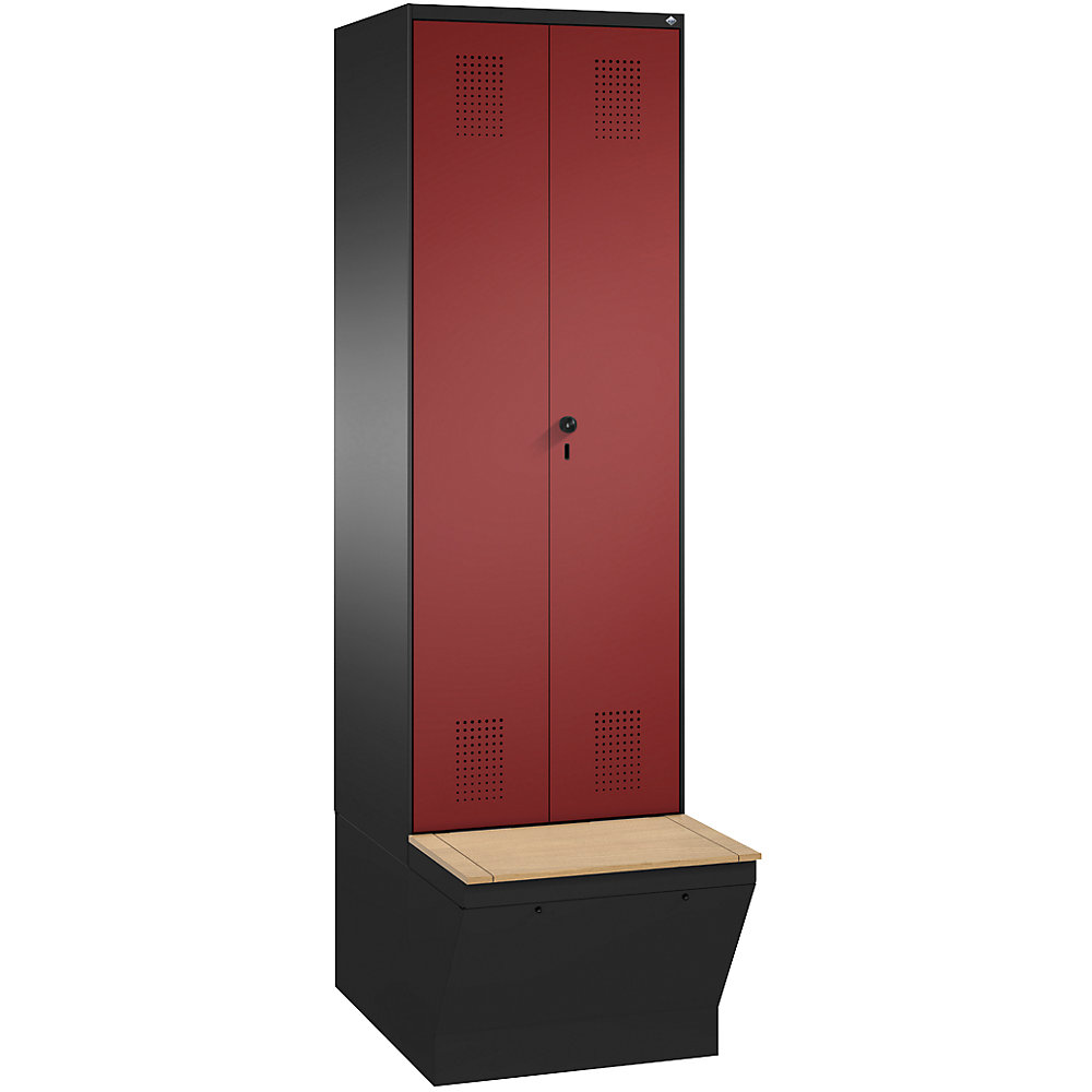 Penderie EVOLO à portes fermant l'une contre l'autre, avec boîte de rangement