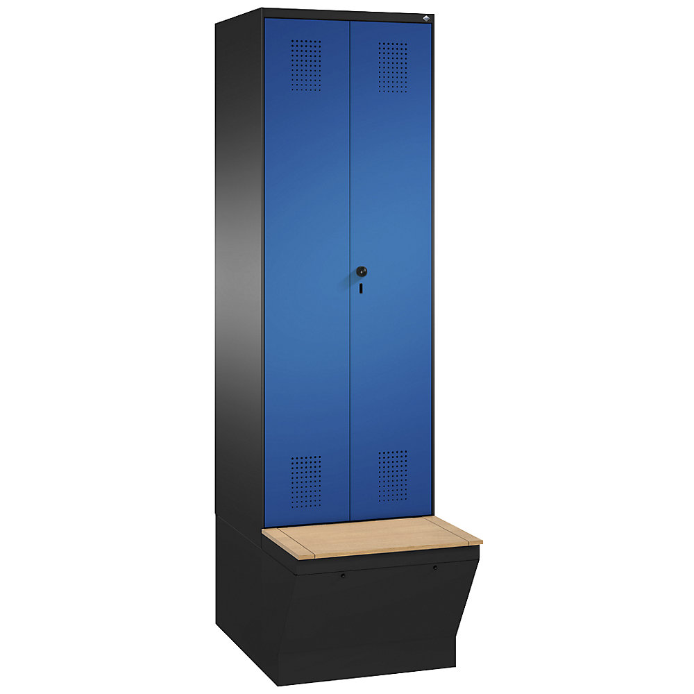 Penderie EVOLO à portes fermant l'une contre l'autre, avec boîte de rangement