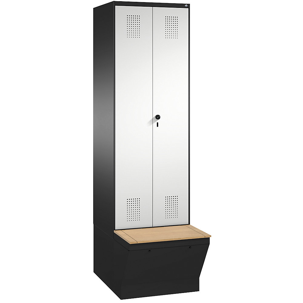 Penderie EVOLO à portes fermant l'une contre l'autre, avec boîte de rangement