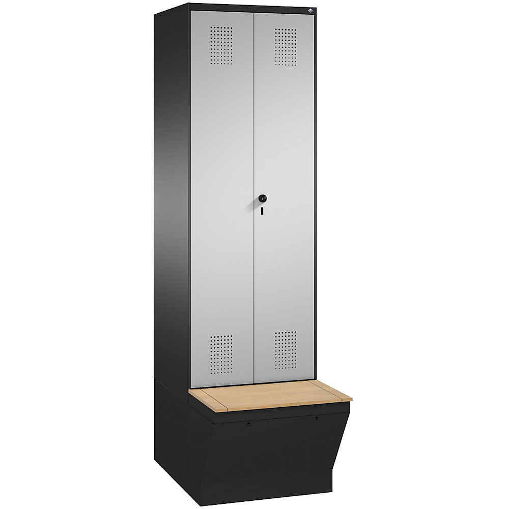 Penderie EVOLO à portes fermant l'une contre l'autre, avec boîte de rangement