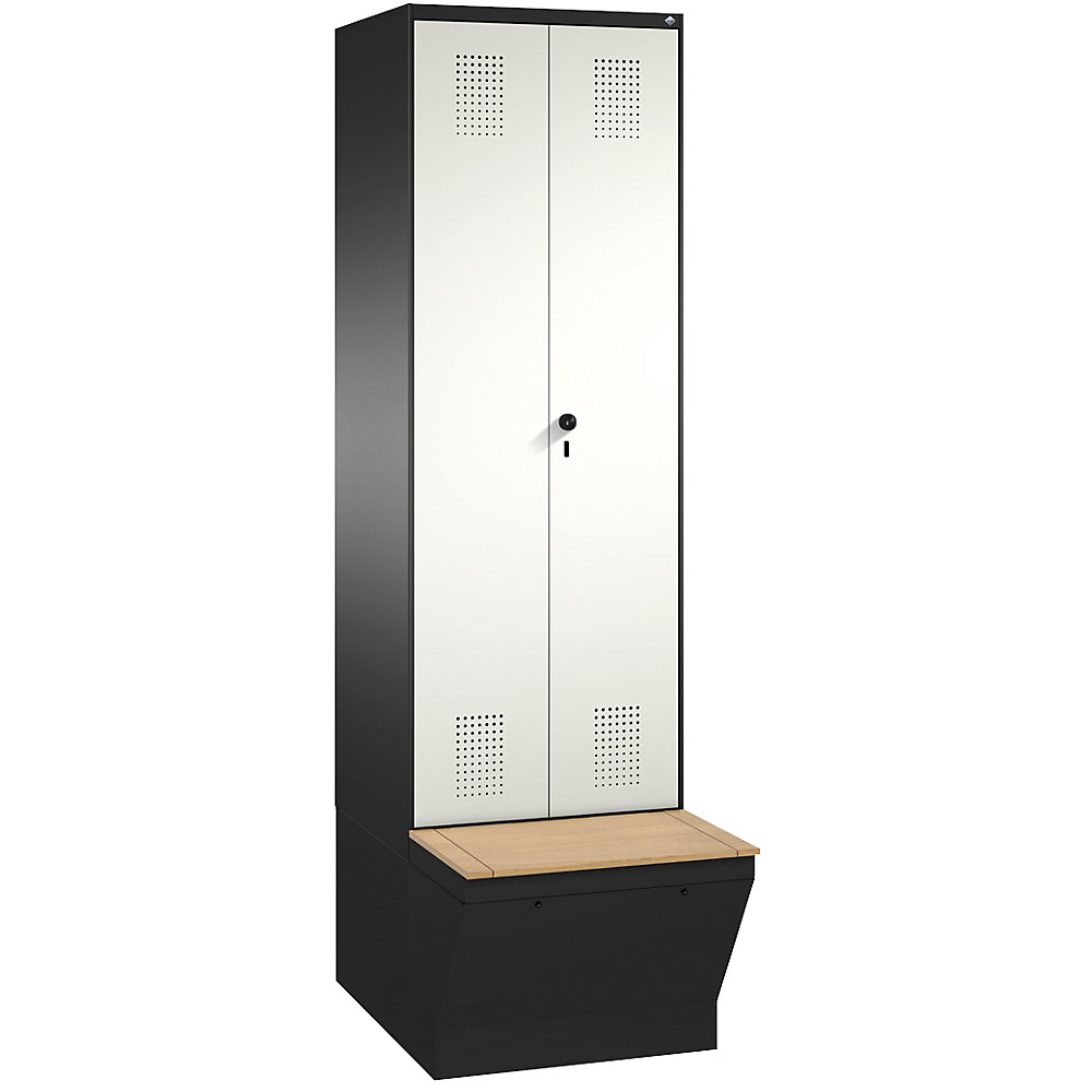 Penderie EVOLO à portes fermant l'une contre l'autre, avec boîte de rangement