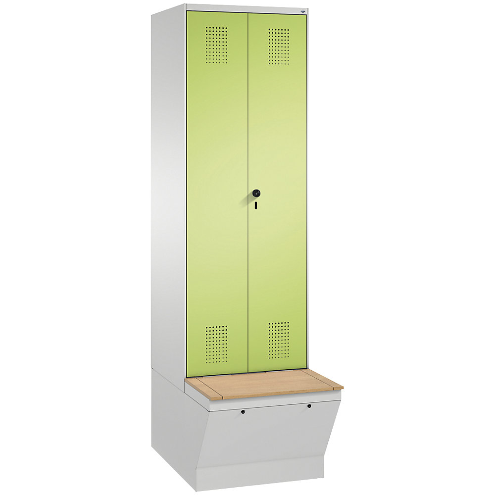 Penderie EVOLO à portes fermant l'une contre l'autre, avec boîte de rangement