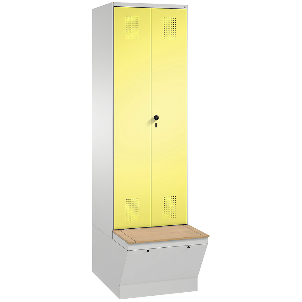 Penderie EVOLO à portes fermant l'une contre l'autre, avec boîte de rangement