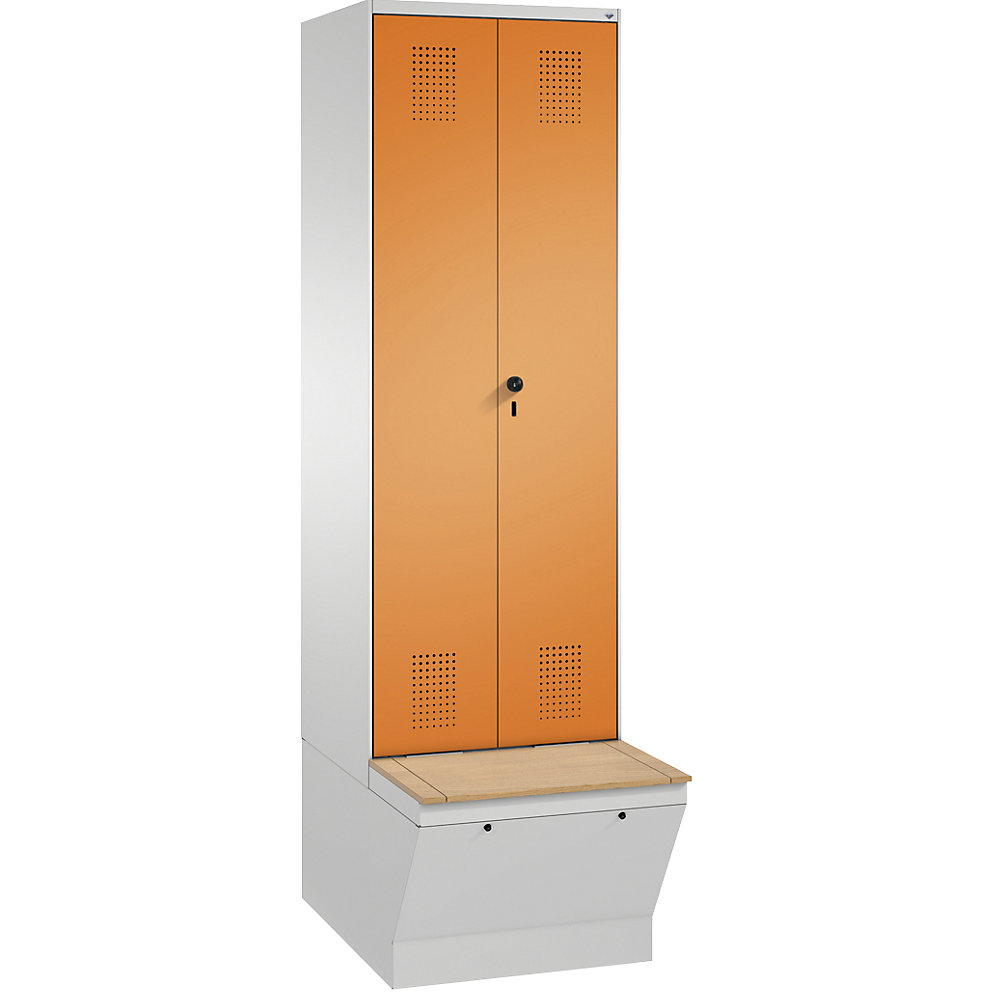 Penderie EVOLO à portes fermant l'une contre l'autre, avec boîte de rangement