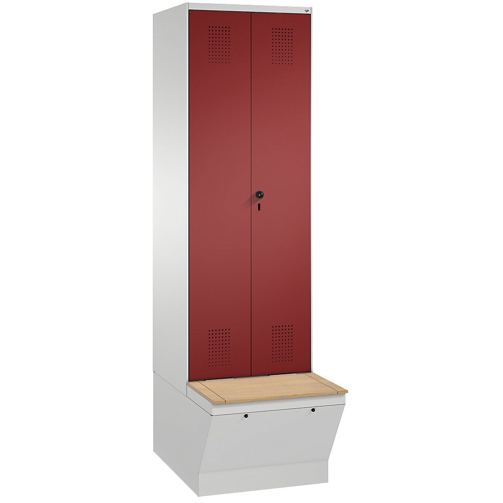 Penderie EVOLO à portes fermant l'une contre l'autre, avec boîte de rangement