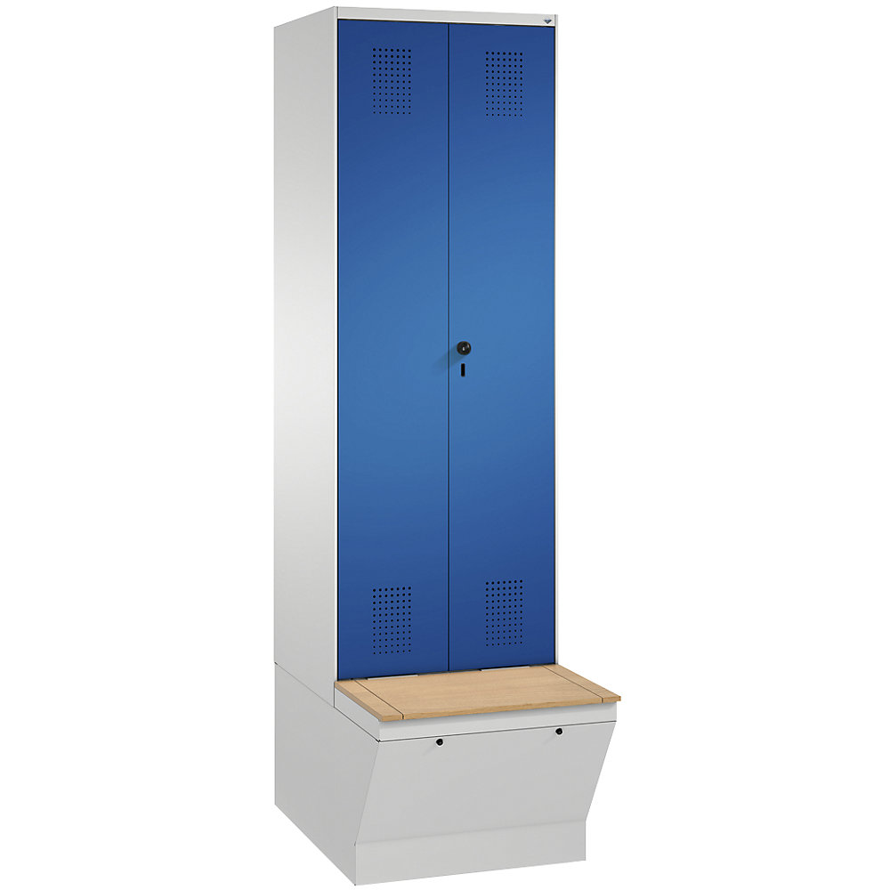 Penderie EVOLO à portes fermant l'une contre l'autre, avec boîte de rangement