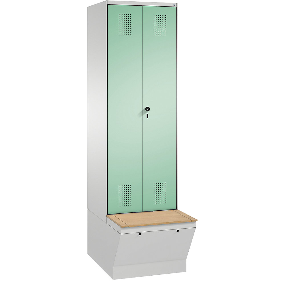 Penderie EVOLO à portes fermant l'une contre l'autre, avec boîte de rangement