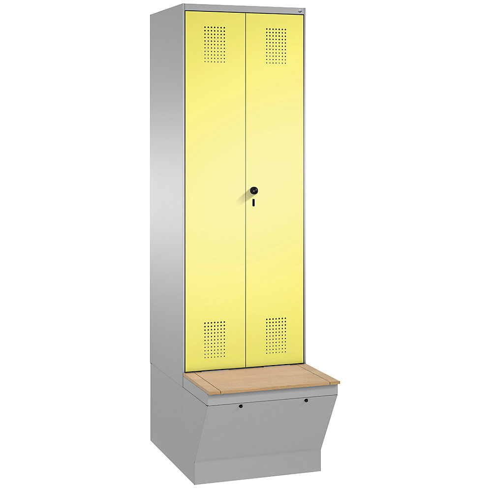 Penderie EVOLO à portes fermant l'une contre l'autre, avec boîte de rangement