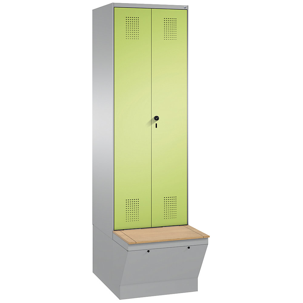 Penderie EVOLO à portes fermant l'une contre l'autre, avec boîte de rangement