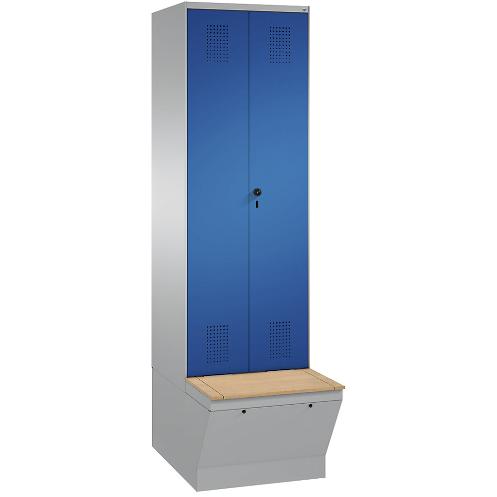 Penderie EVOLO à portes fermant l'une contre l'autre, avec boîte de rangement