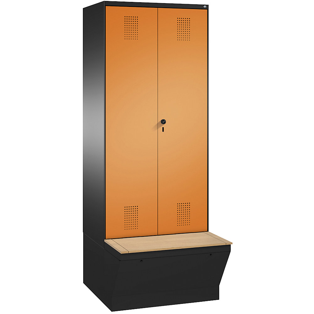 Penderie EVOLO à portes fermant l'une contre l'autre, avec boîte de rangement