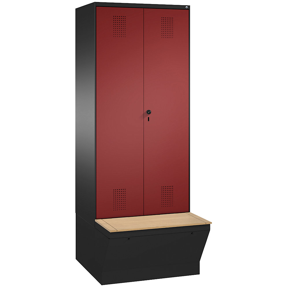 Penderie EVOLO à portes fermant l'une contre l'autre, avec boîte de rangement