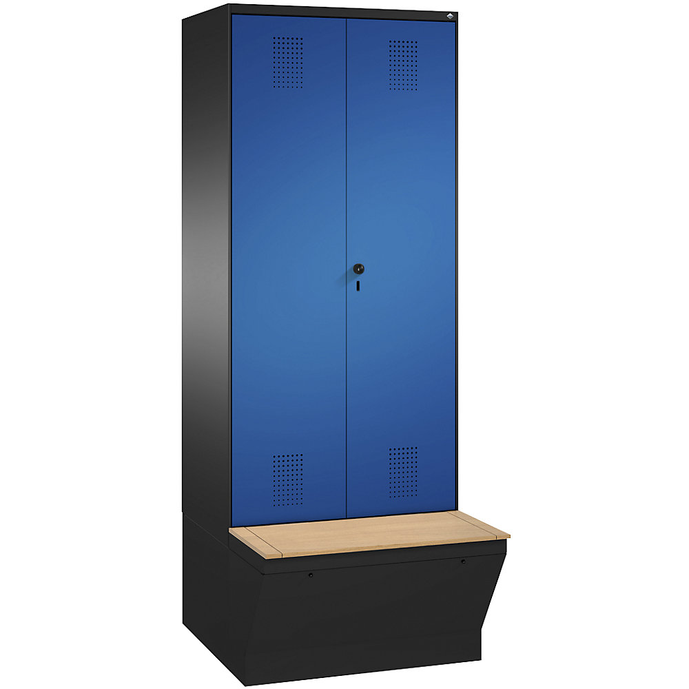 Penderie EVOLO à portes fermant l'une contre l'autre, avec boîte de rangement