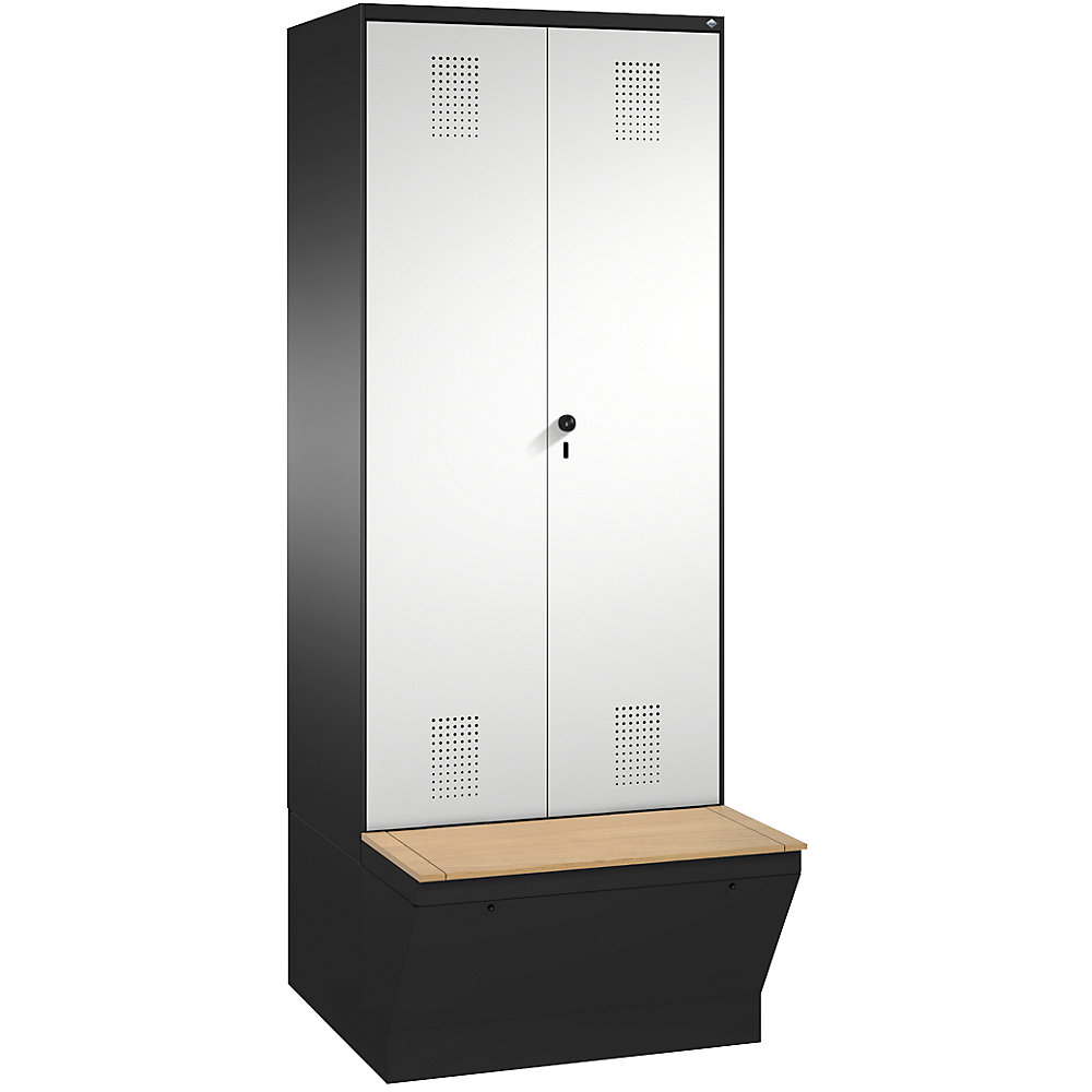 Penderie EVOLO à portes fermant l'une contre l'autre, avec boîte de rangement