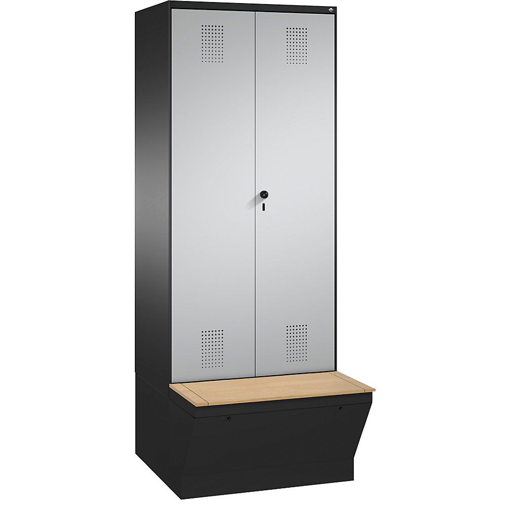 Penderie EVOLO à portes fermant l'une contre l'autre, avec boîte de rangement