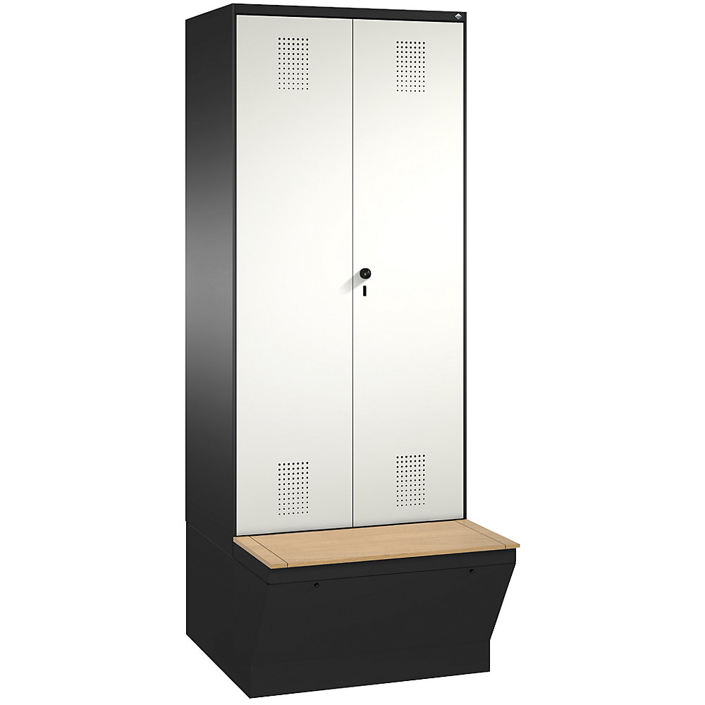 Penderie EVOLO à portes fermant l'une contre l'autre, avec boîte de rangement