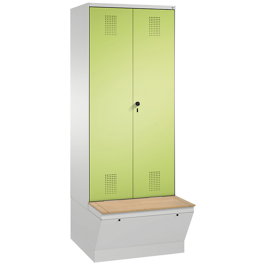 Penderie EVOLO à portes fermant l'une contre l'autre, avec boîte de rangement