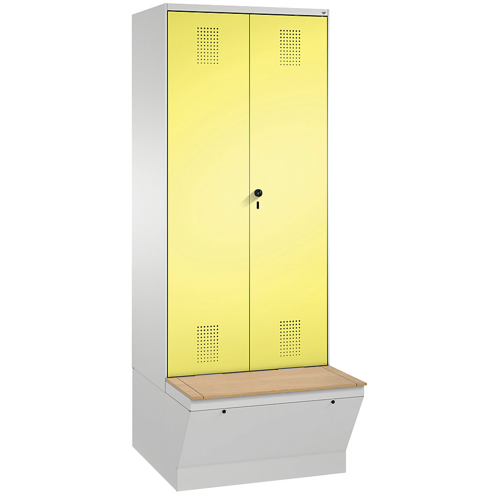 Penderie EVOLO à portes fermant l'une contre l'autre, avec boîte de rangement