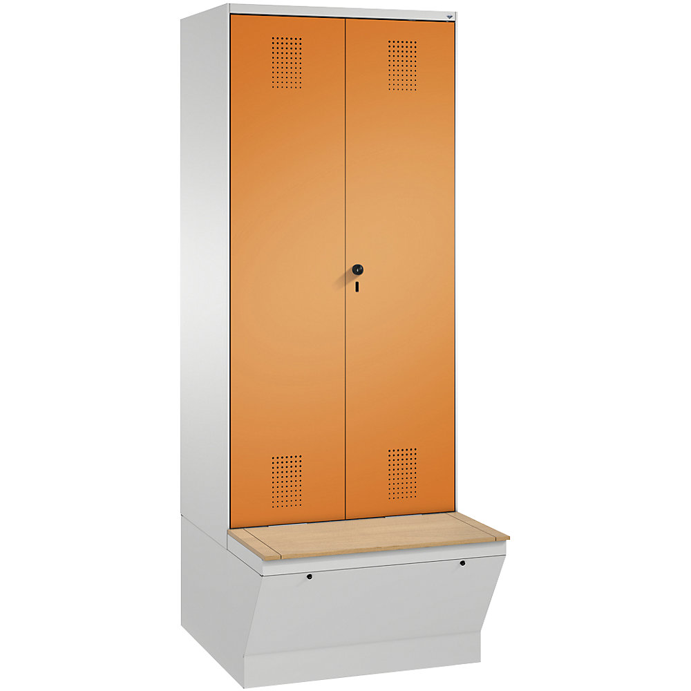 Penderie EVOLO à portes fermant l'une contre l'autre, avec boîte de rangement