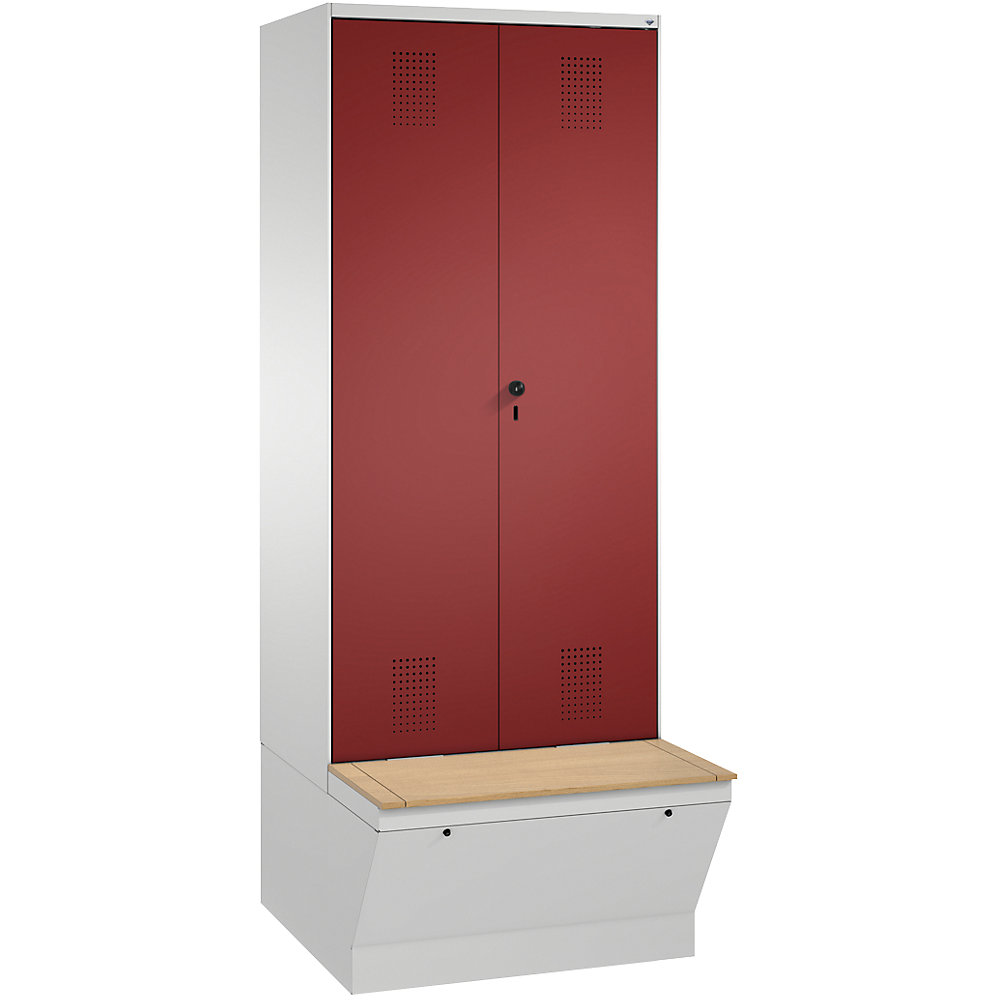 Penderie EVOLO à portes fermant l'une contre l'autre, avec boîte de rangement