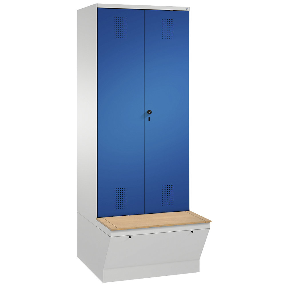 Penderie EVOLO à portes fermant l'une contre l'autre, avec boîte de rangement