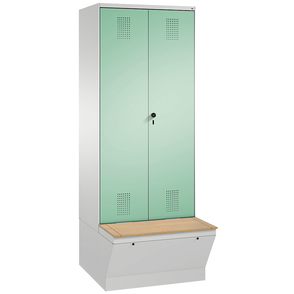 Penderie EVOLO à portes fermant l'une contre l'autre, avec boîte de rangement