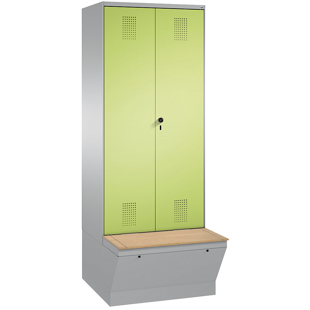 Penderie EVOLO à portes fermant l'une contre l'autre, avec boîte de rangement