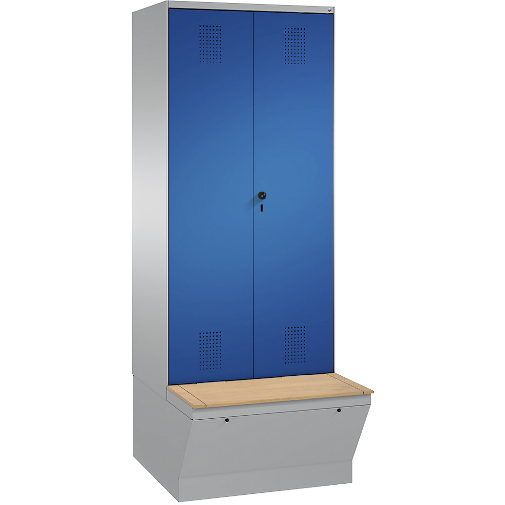 Penderie EVOLO à portes fermant l'une contre l'autre, avec boîte de rangement