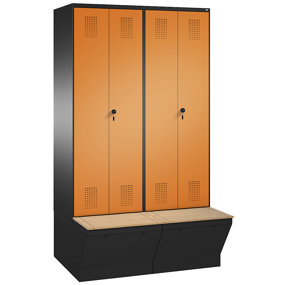 Penderie EVOLO à portes fermant l'une contre l'autre, avec boîte de rangement