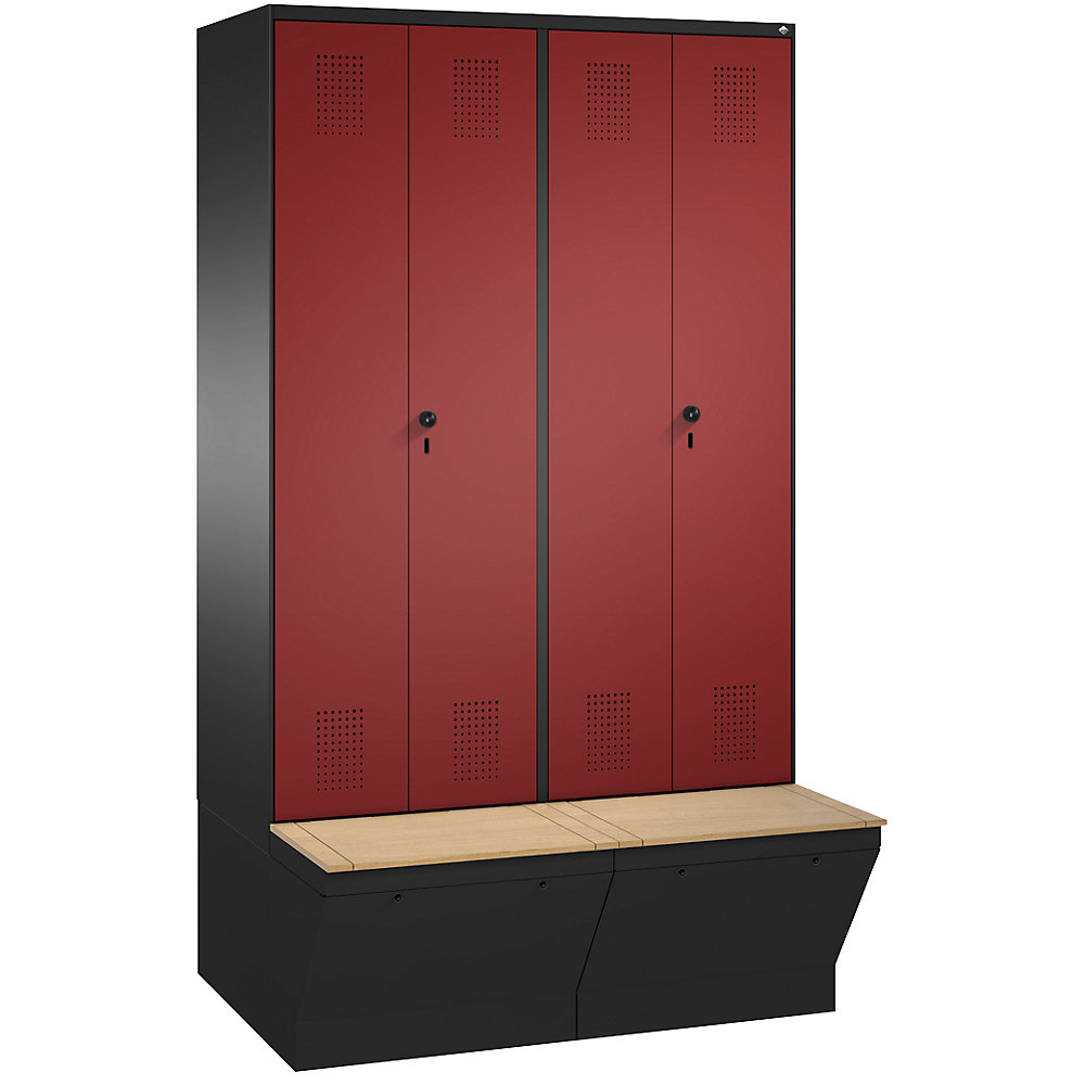 Penderie EVOLO à portes fermant l'une contre l'autre, avec boîte de rangement