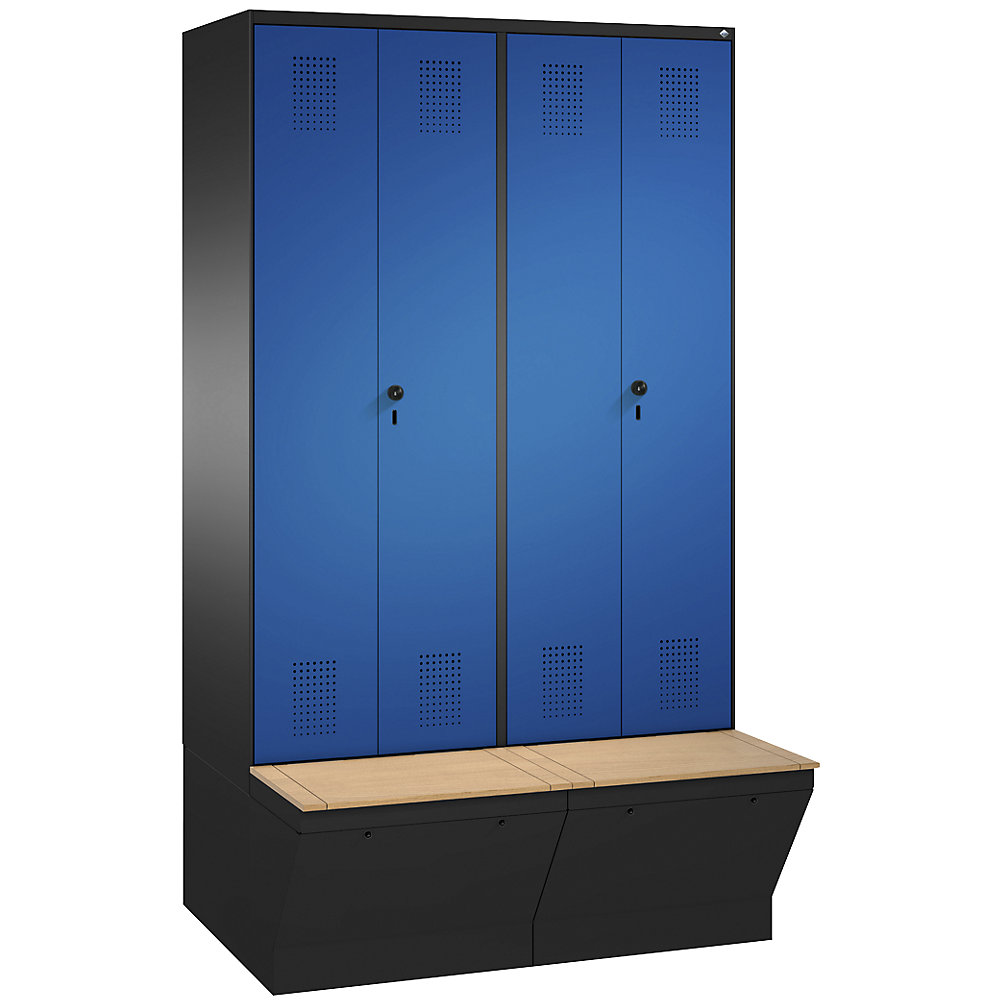 Penderie EVOLO à portes fermant l'une contre l'autre, avec boîte de rangement