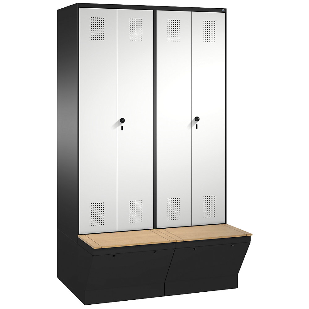 Penderie EVOLO à portes fermant l'une contre l'autre, avec boîte de rangement