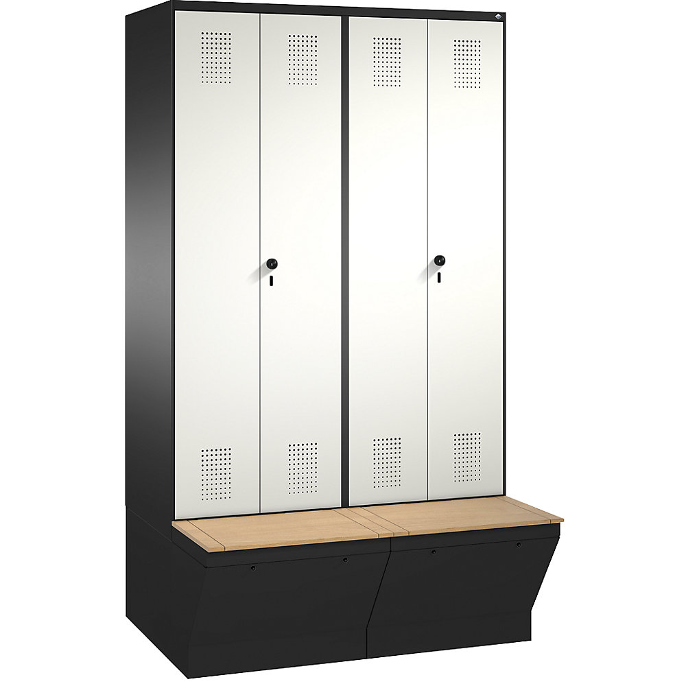 Penderie EVOLO à portes fermant l'une contre l'autre, avec boîte de rangement