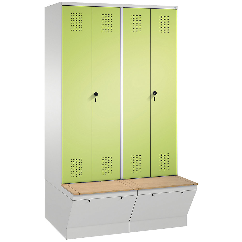 Penderie EVOLO à portes fermant l'une contre l'autre, avec boîte de rangement